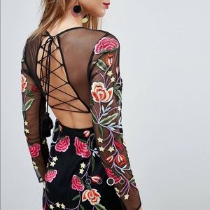 ASOS All Over Multi Sheer Embroidered Midi Dress